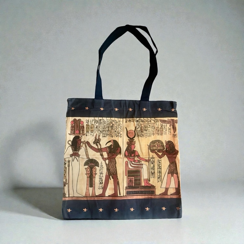 🆕 Hieroglyphic Pharaonic Tote Bag - - Made In Egypt - Picture 5 of 5